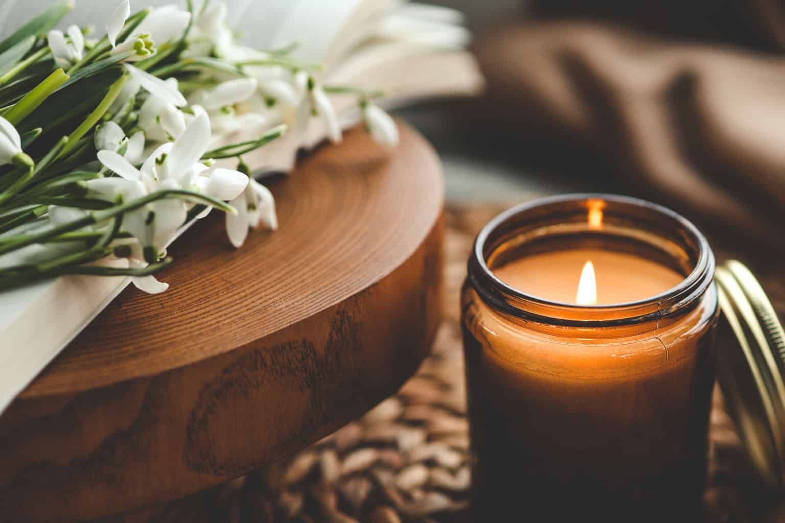 Image of a candle and flowers